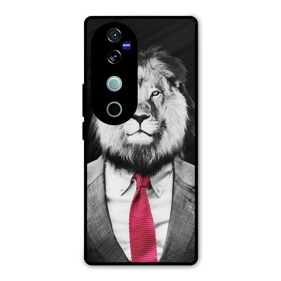 Lion with Red Tie Metal Back Case for Vivo V40