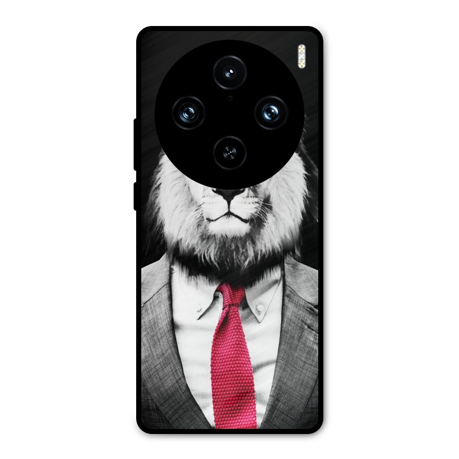 Lion with Red Tie Metal Back Case for Vivo X100 Pro