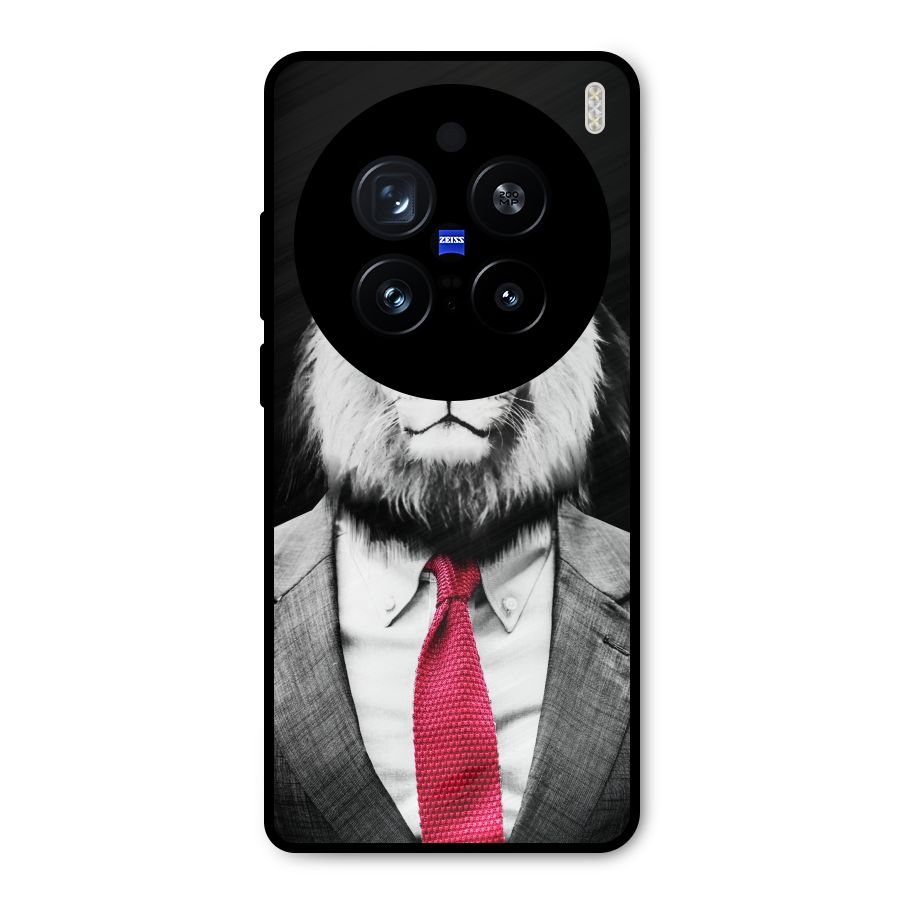 Lion with Red Tie Metal Back Case for Vivo X200 Pro