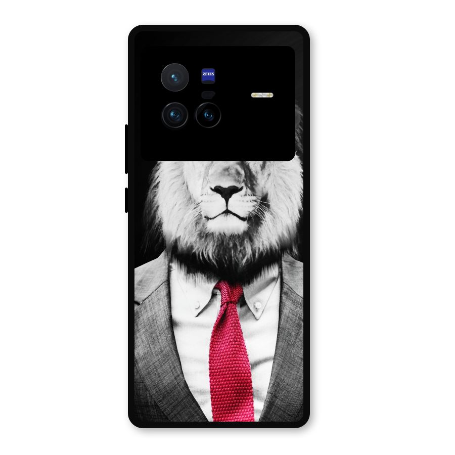 Lion with Red Tie Metal Back Case for Vivo X80