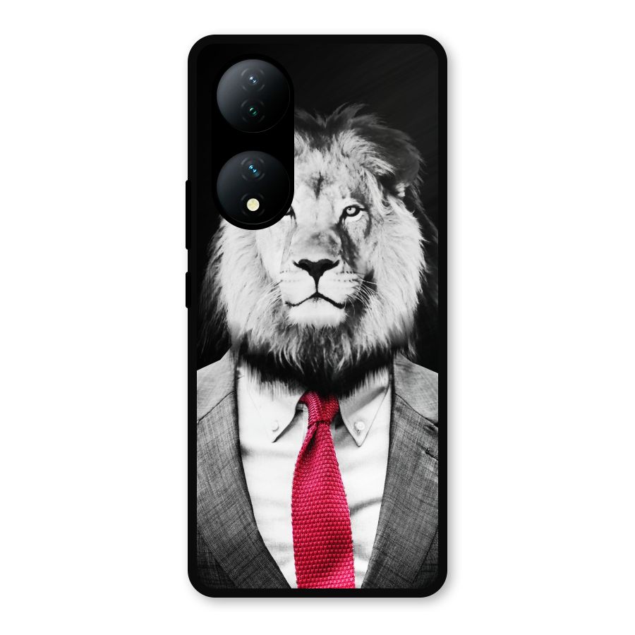 Lion with Red Tie Metal Back Case for Vivo Y100a