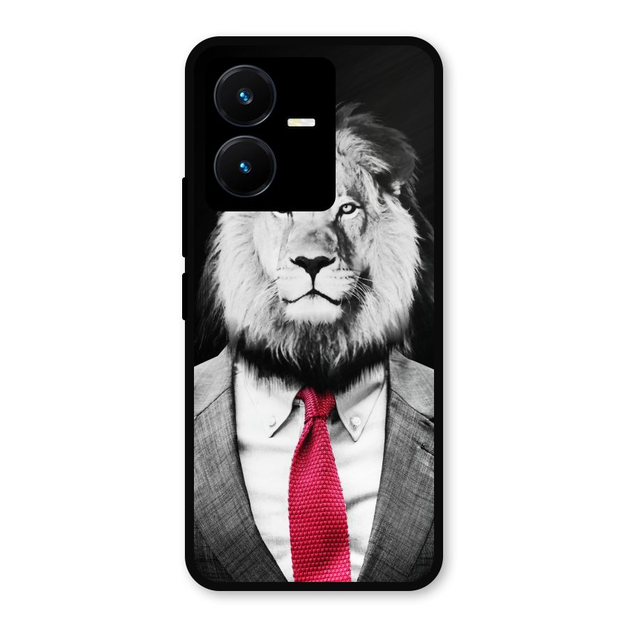 Lion with Red Tie Metal Back Case for Vivo Y22