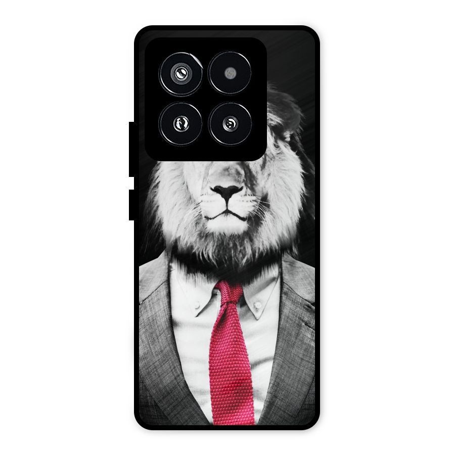 Lion with Red Tie Metal Back Case for Xiaomi 14 Pro