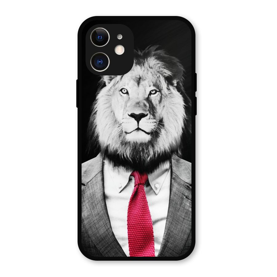 Lion with Red Tie Metal Back Case for iPhone 12