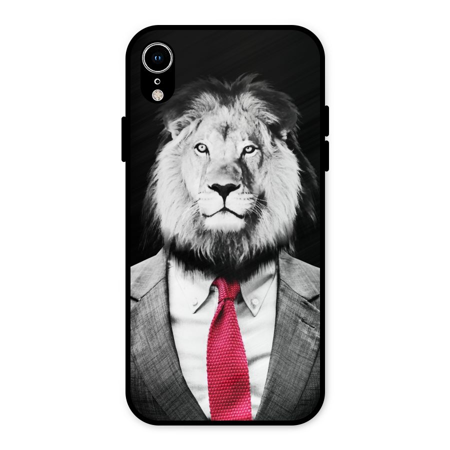 Lion with Red Tie Metal Back Case for iPhone XR