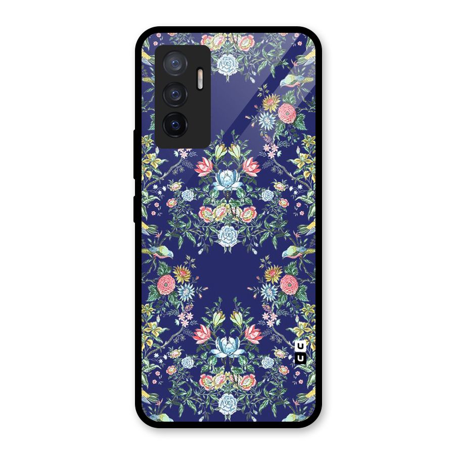 Little Flowers Pattern Glass Back Case for Vivo V23e