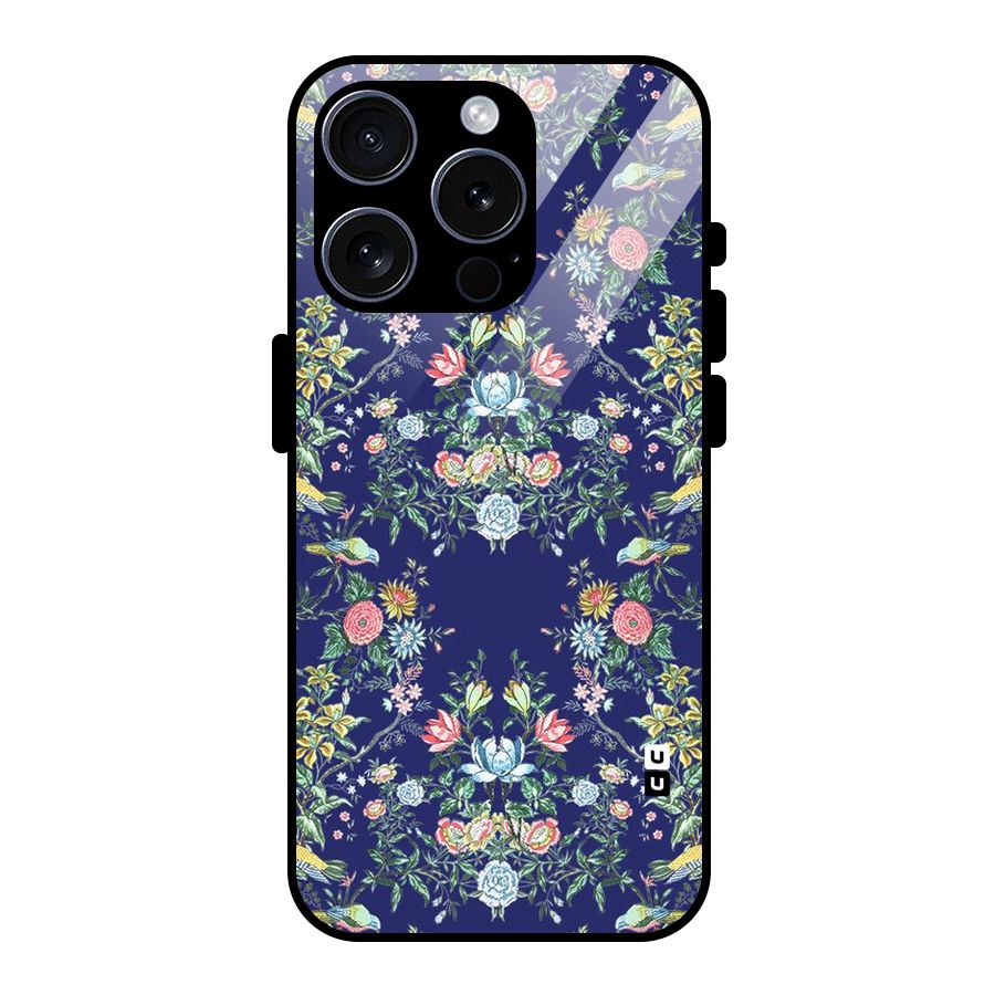 Little Flowers Pattern Glass Back Case for iPhone 15 Pro
