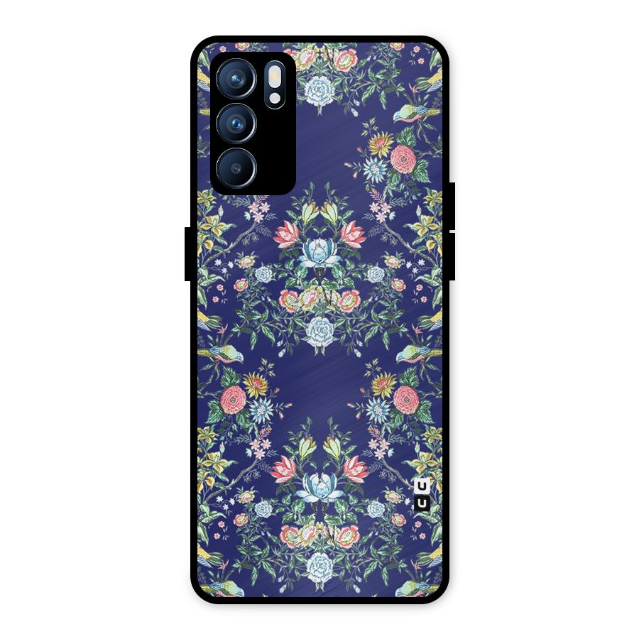 Little Flowers Pattern Metal Back Case for Oppo Reno6 5G