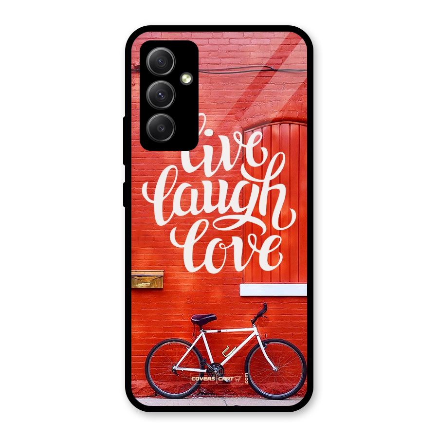 Live Laugh Love Glass Back Case for Galaxy A34