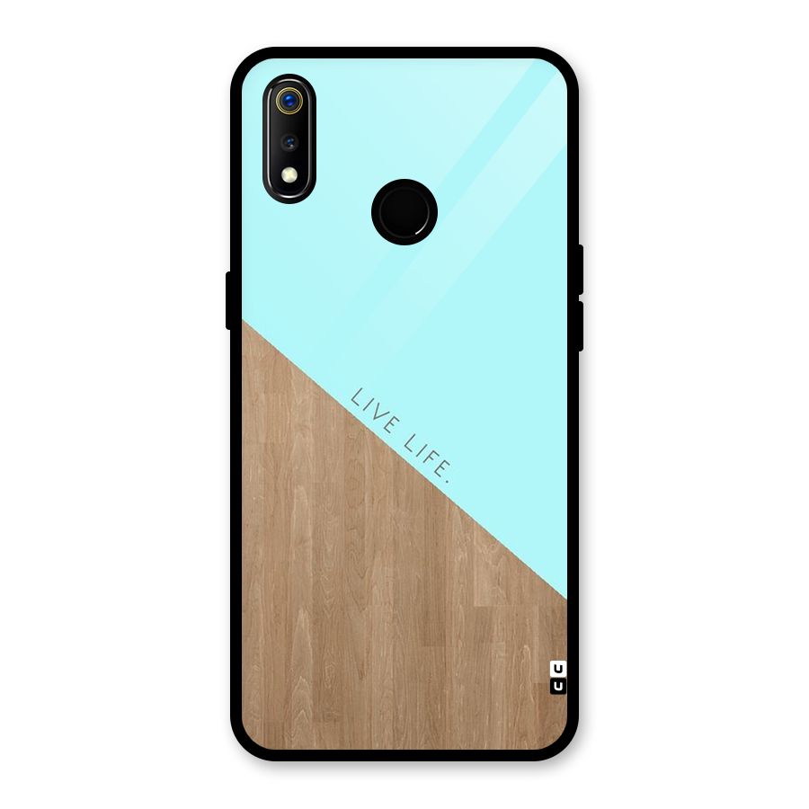 Live Life Glass Back Case for Realme 3i