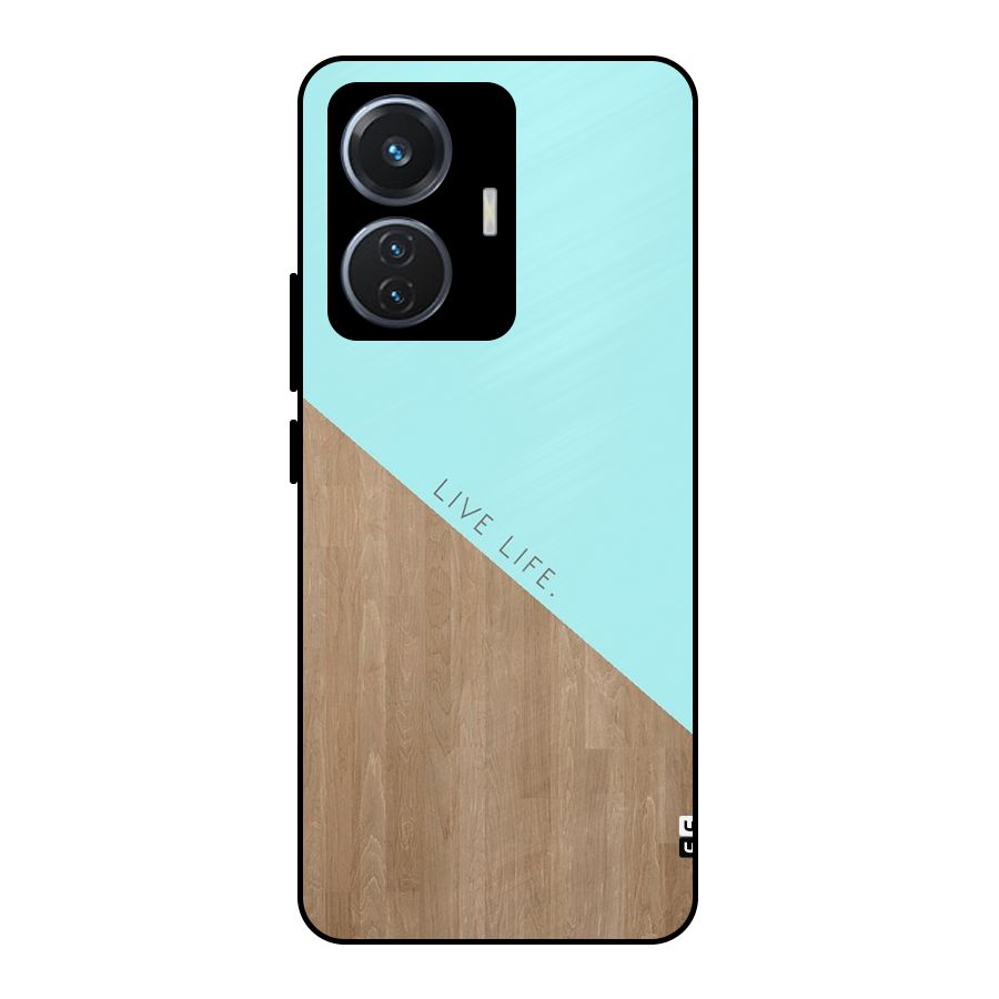 Live Life Metal Back Case for Vivo T1 44W
