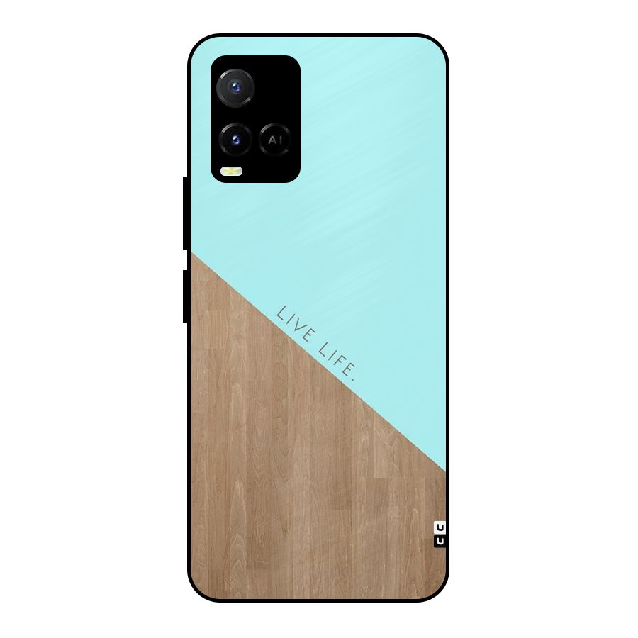 Live Life Metal Back Case for Vivo Y21A