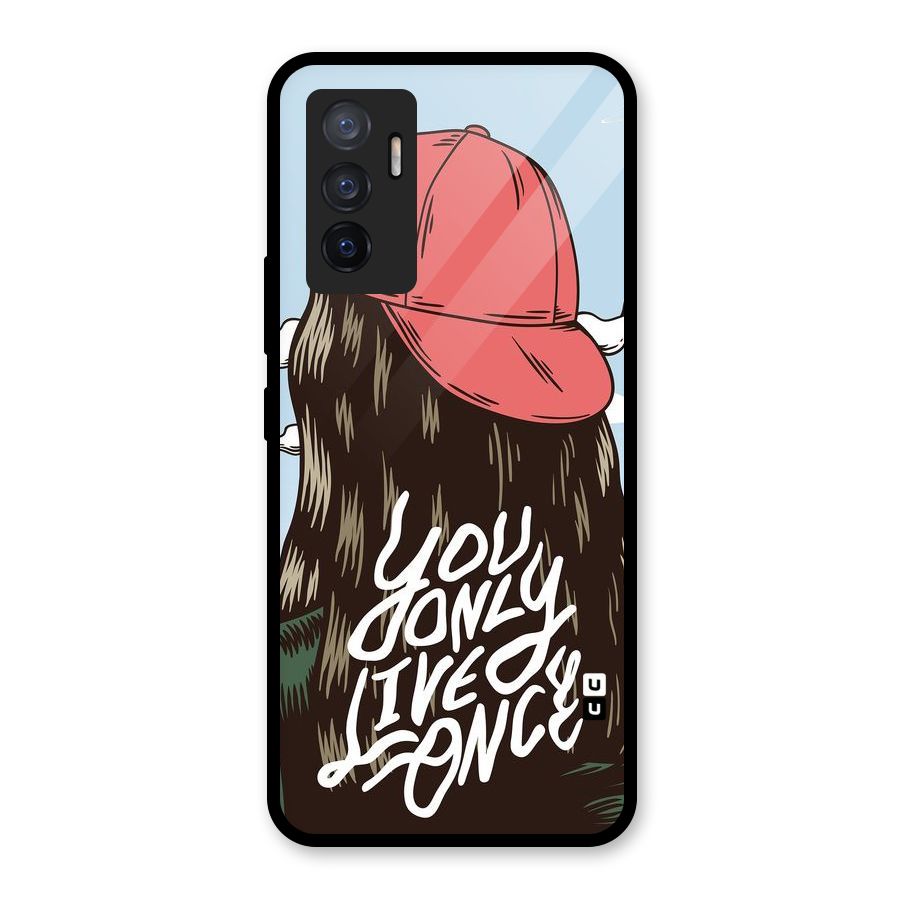 Live Once Glass Back Case for Vivo V23e