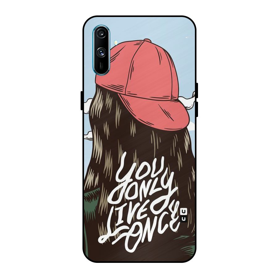 Live Once Metal Back Case for Realme C3