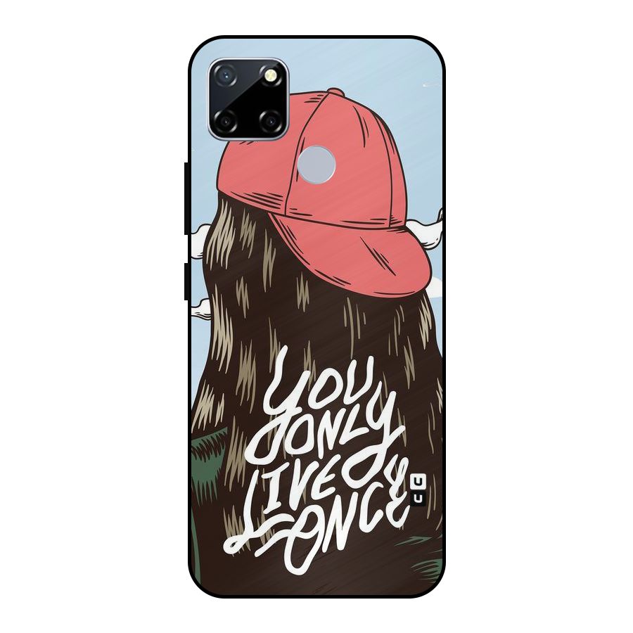 Live Once Metal Back Case for Realme Narzo 30A
