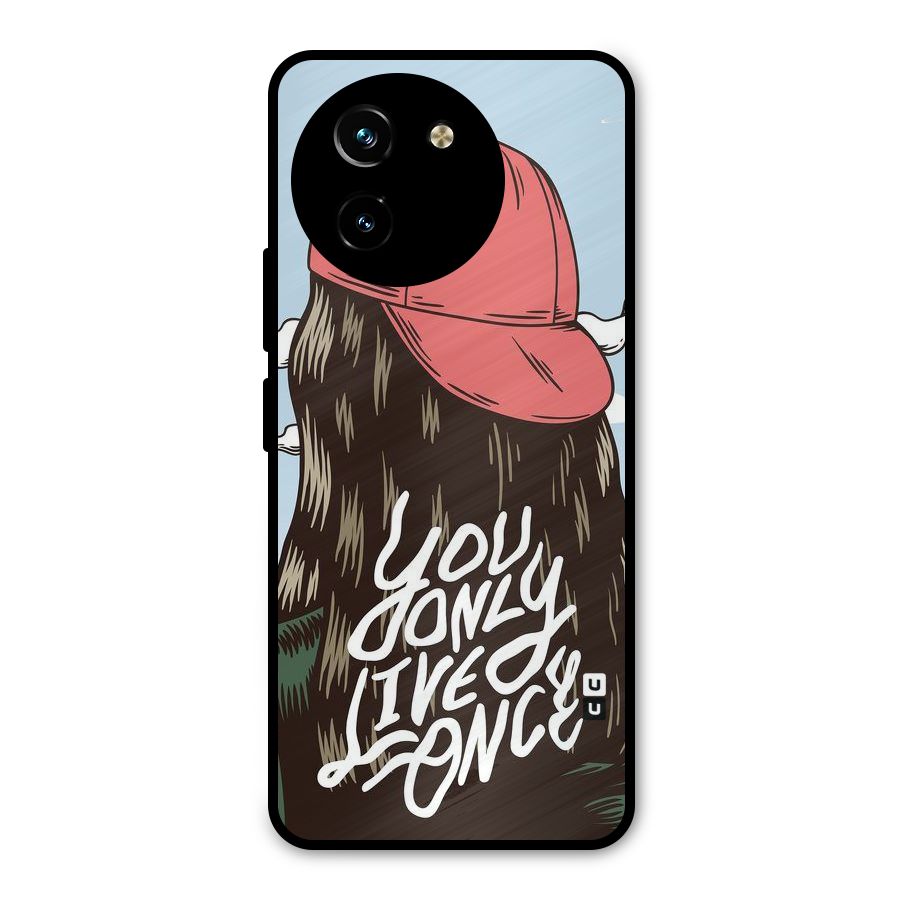 Live Once Metal Back Case for Vivo T3x