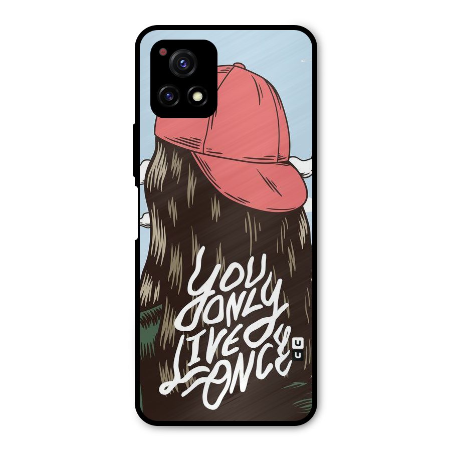 Live Once Metal Back Case for Vivo Y72 5G