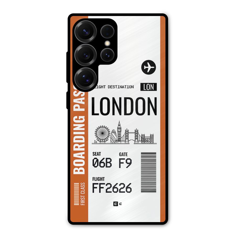 London Boarding Pass Metal Back Case for Galaxy S25 Ultra