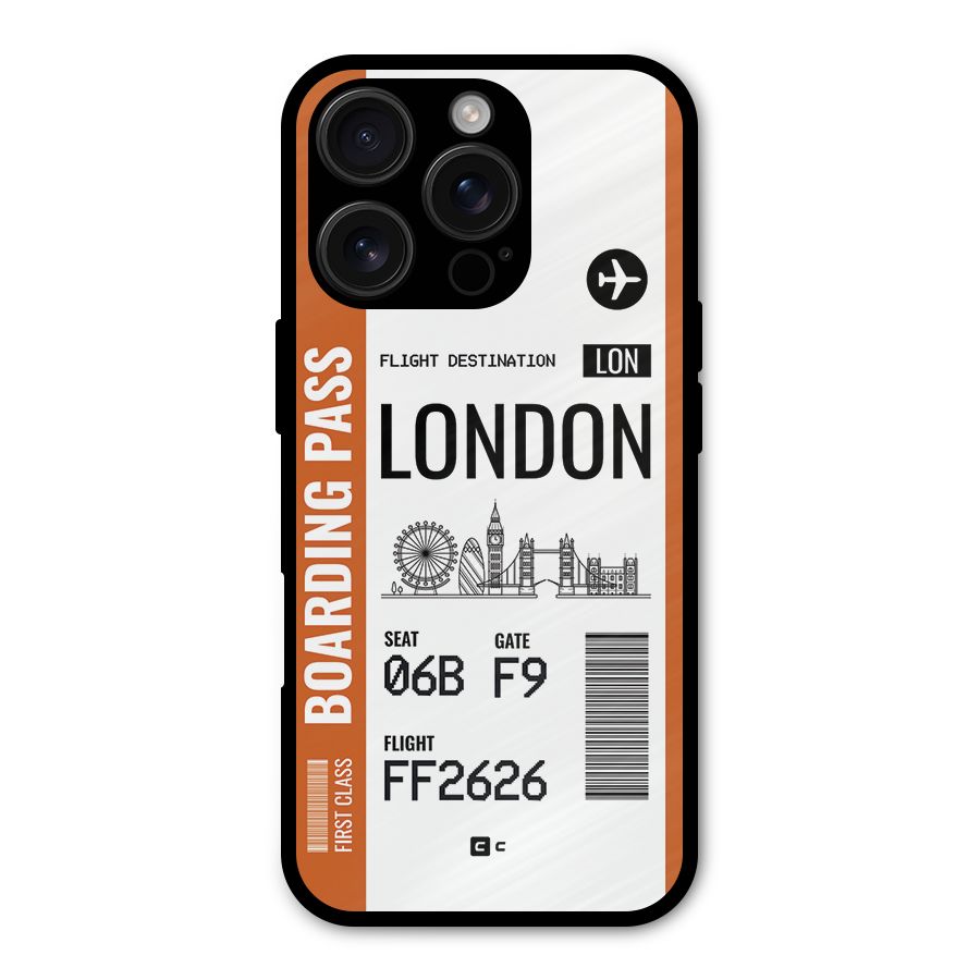 London Boarding Pass Metal Back Case for iPhone 16 Pro