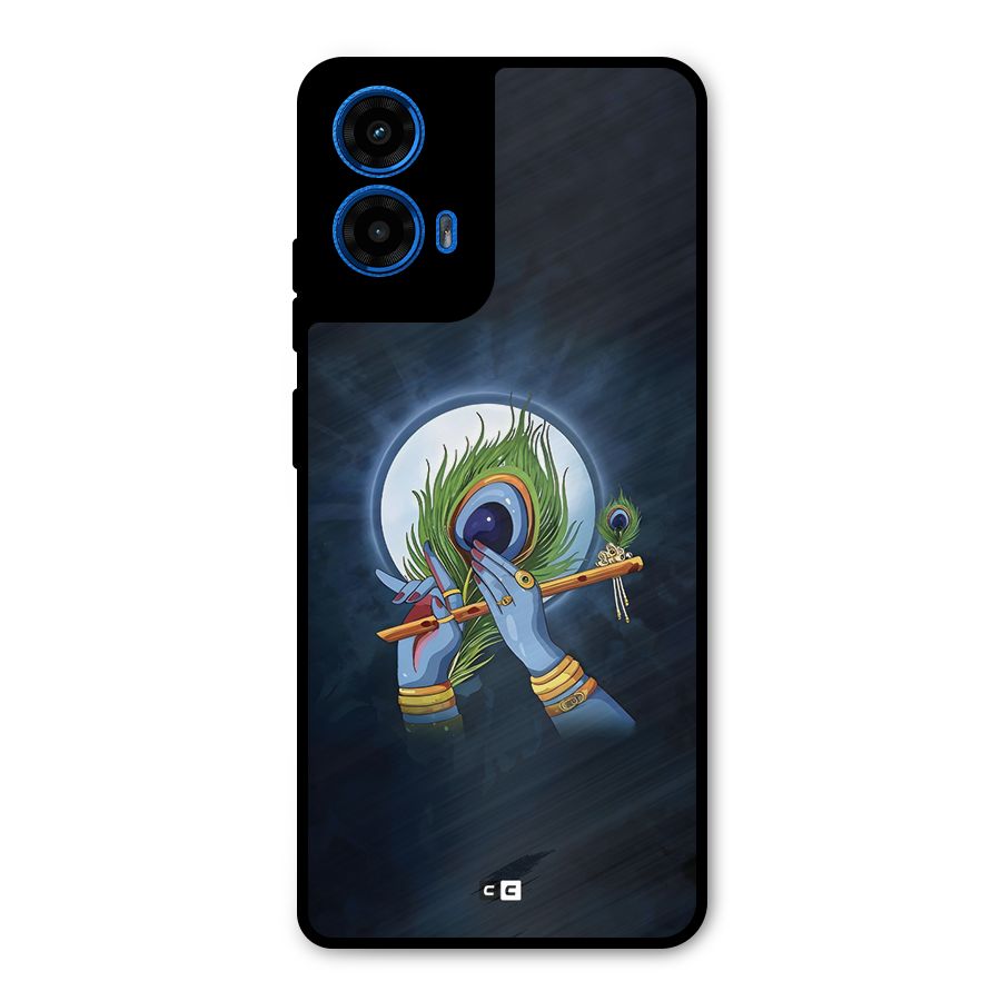 Lord Krishna Flute Metal Back Case for Moto G45