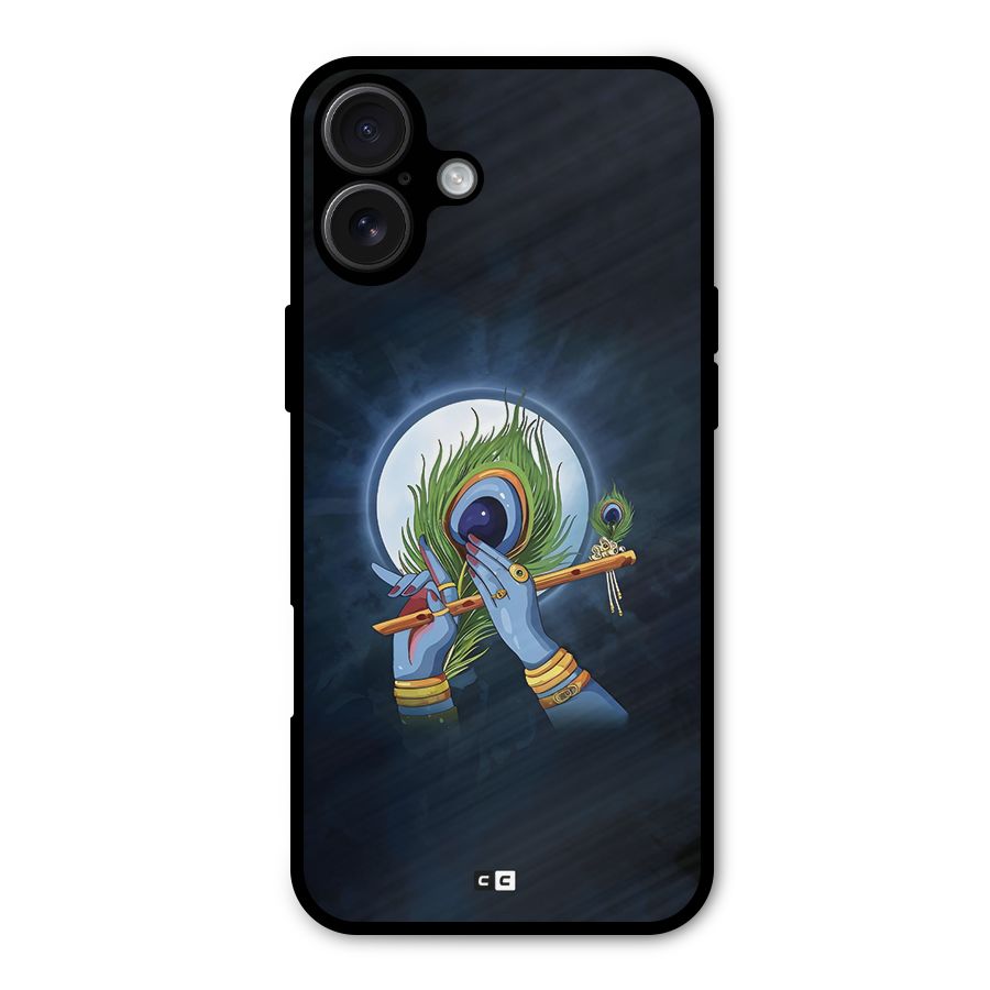 Lord Krishna Flute Metal Back Case for iPhone 16 Plus