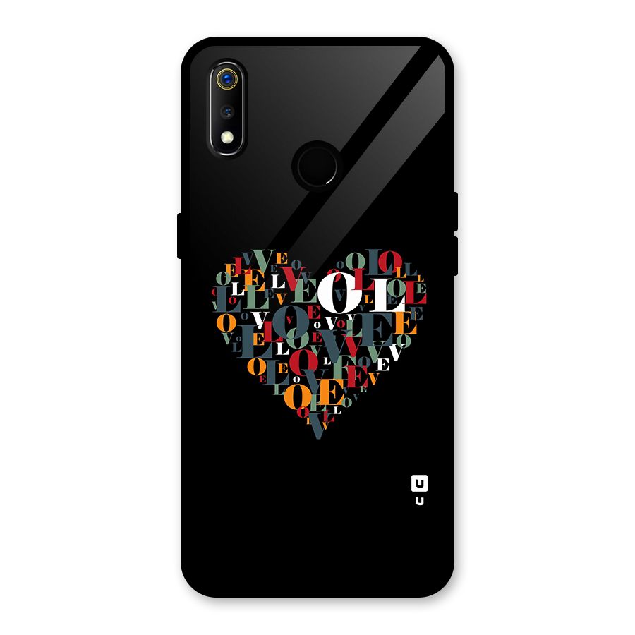 Love Abstract Heart Art Glass Back Case for Realme 3