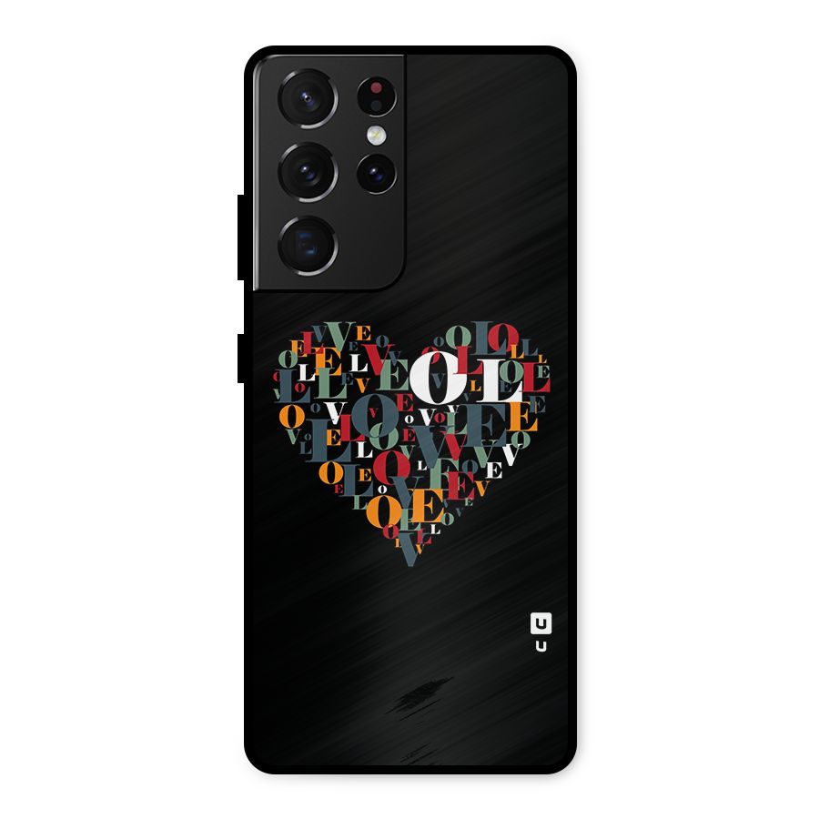 Love Abstract Heart Art Metal Back Case for Galaxy S21 Ultra 5G