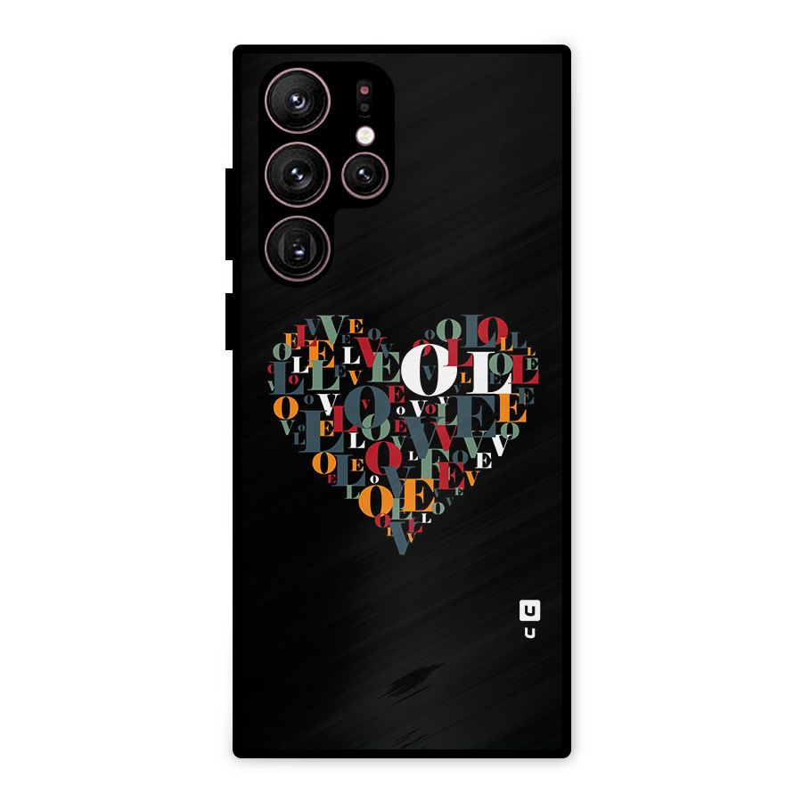 Love Abstract Heart Art Metal Back Case for Galaxy S22 Ultra 5G