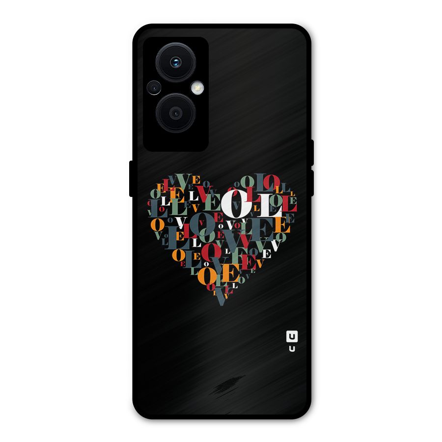 Love Abstract Heart Art Metal Back Case for Oppo F21 Pro 5G