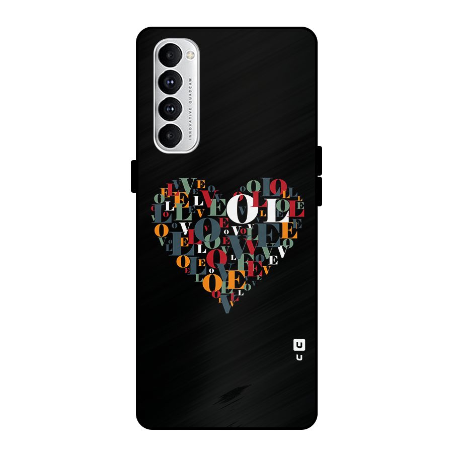 Love Abstract Heart Art Metal Back Case for Oppo Reno4 Pro
