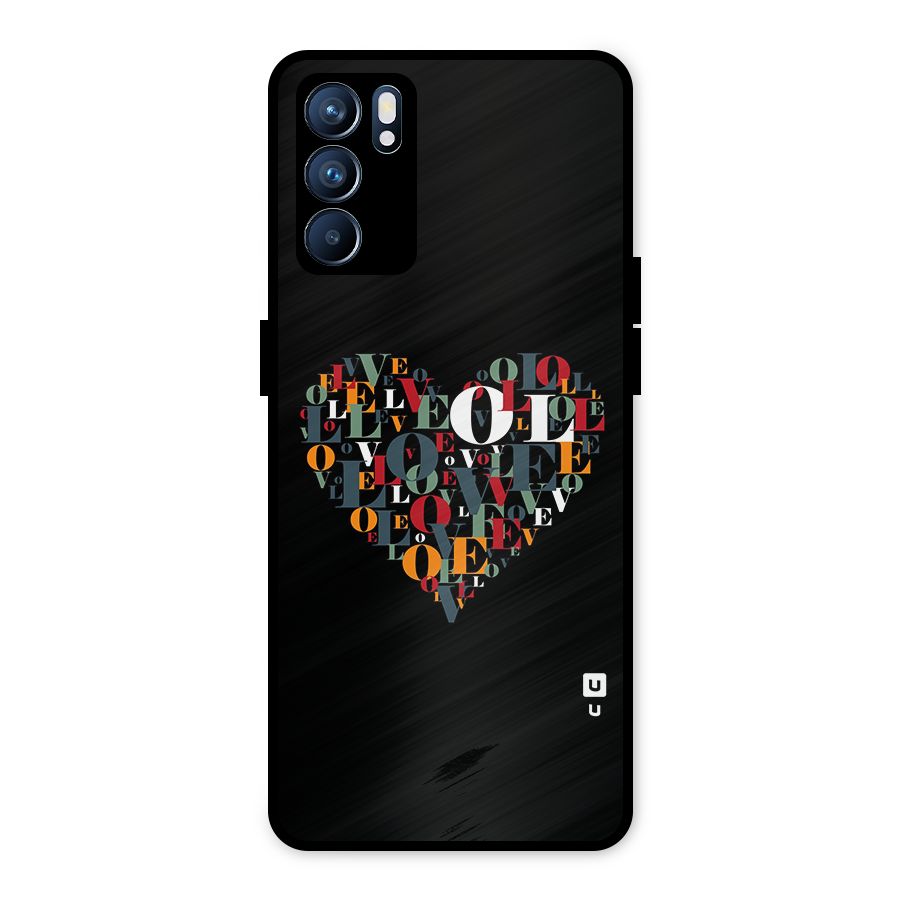 Love Abstract Heart Art Metal Back Case for Oppo Reno6 5G