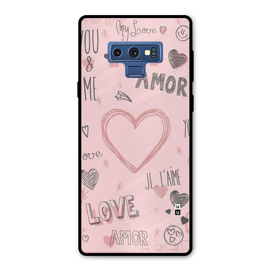 Love Amor Metal Back Case for Galaxy Note 9