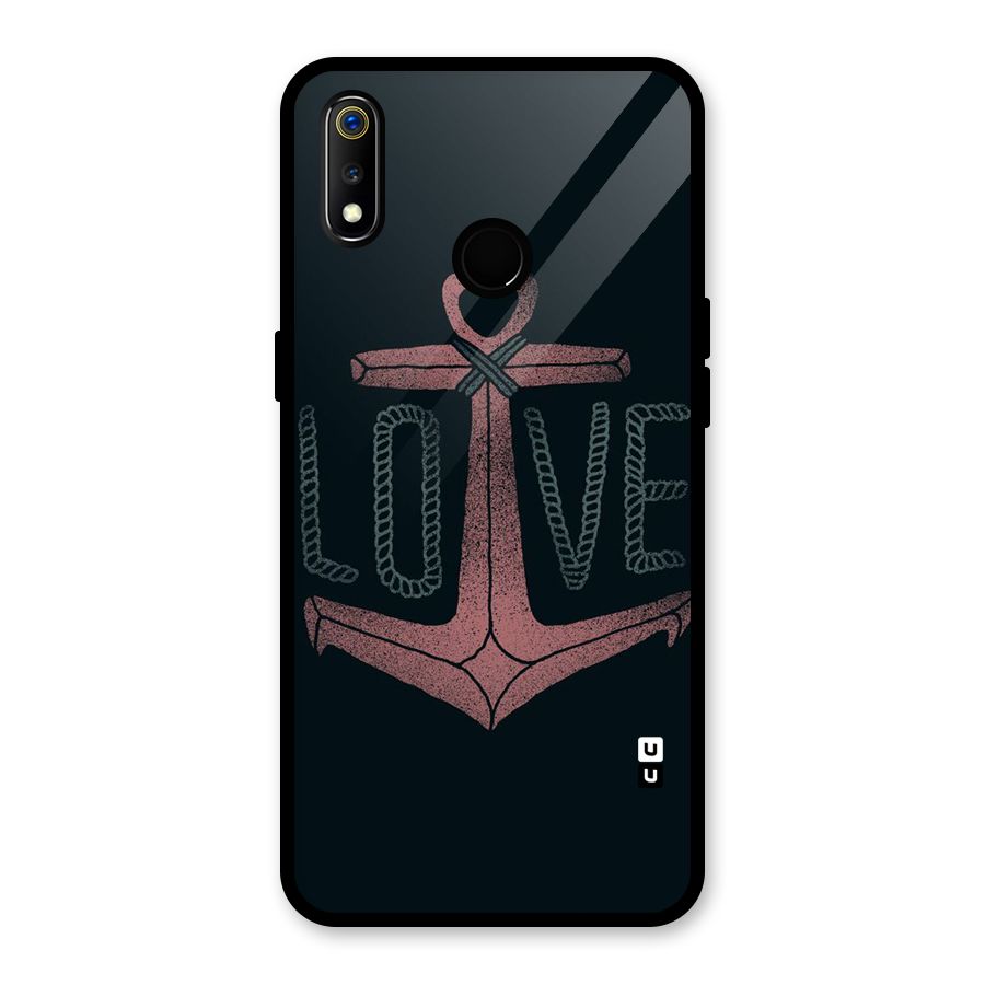Love Anchor Form Glass Back Case for Realme 3