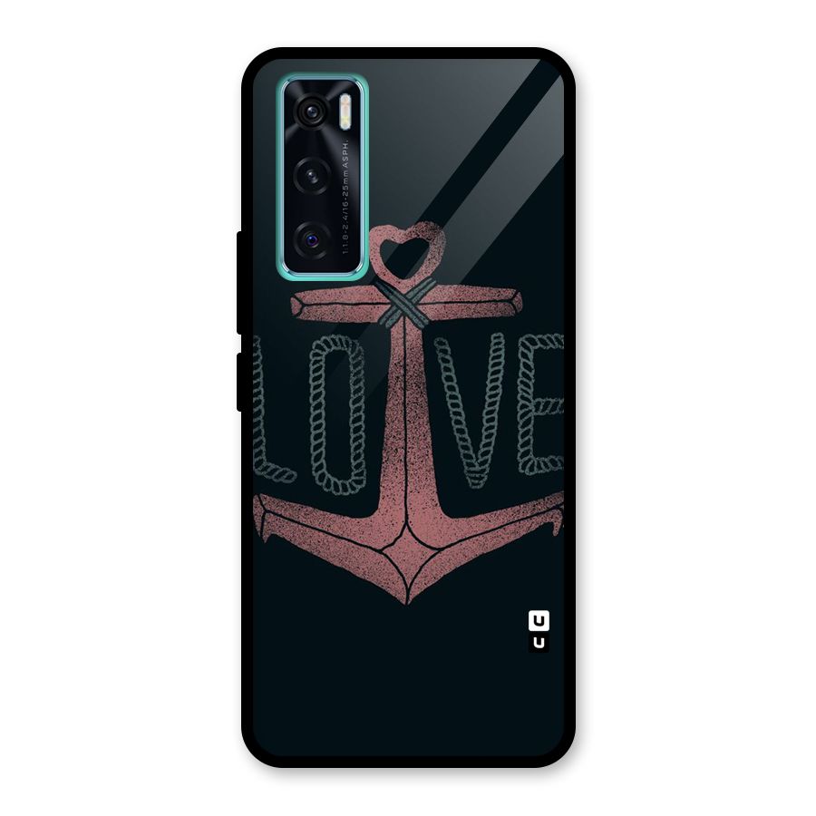 Love Anchor Form Glass Back Case for Vivo V20 SE