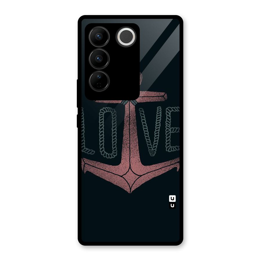 Love Anchor Form Glass Back Case for Vivo V27 Pro
