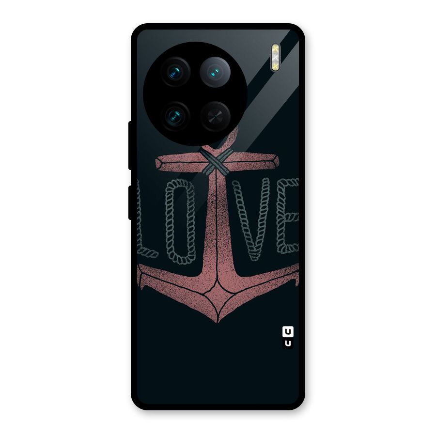Love Anchor Form Glass Back Case for Vivo X90 Pro