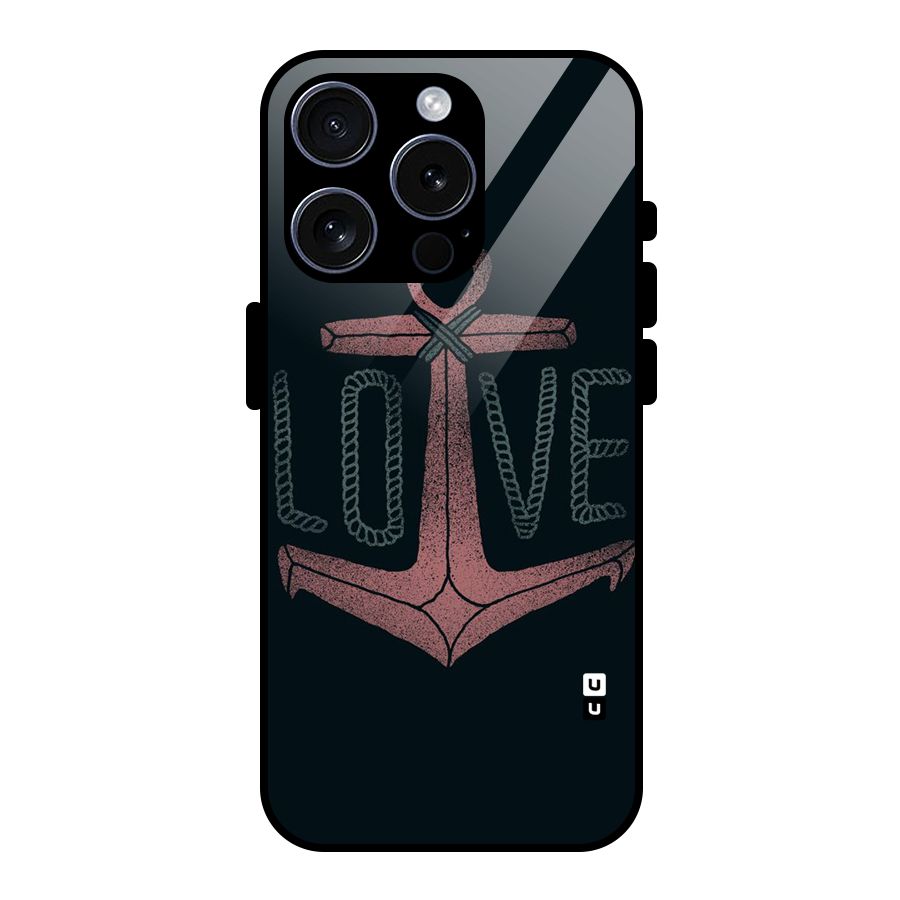 Love Anchor Form Glass Back Case for iPhone 15 Pro
