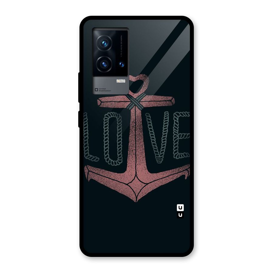 Love Anchor Form Glass Back Case for iQOO 9 5G