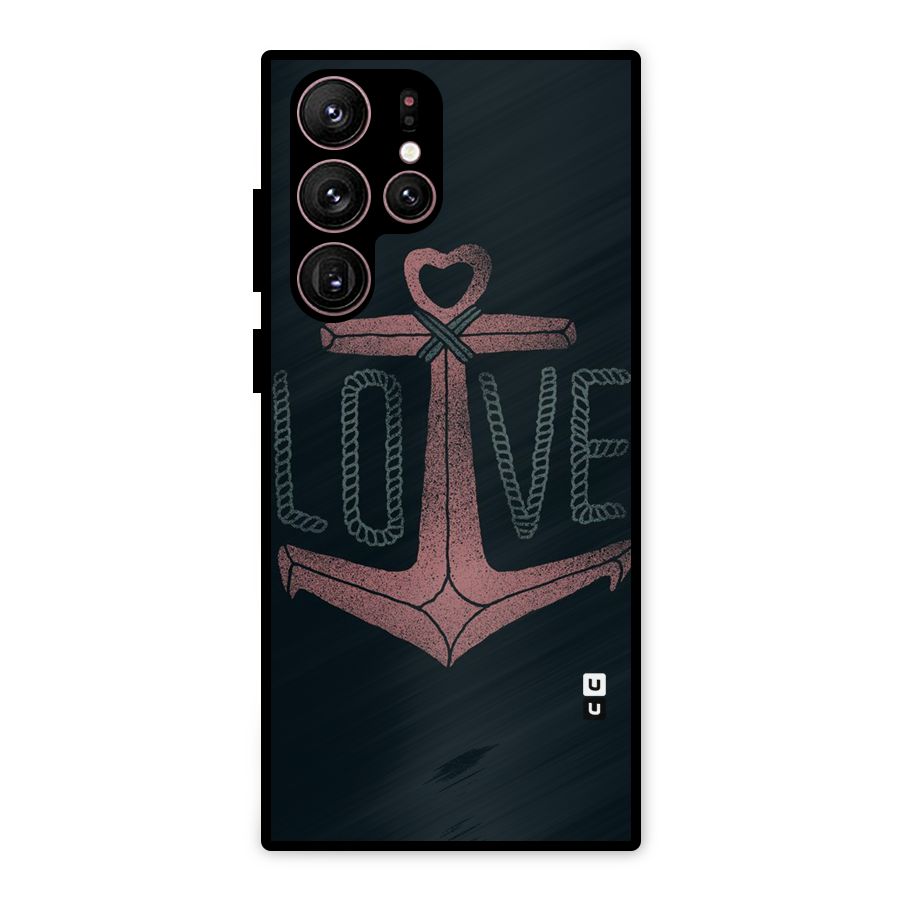 Love Anchor Form Metal Back Case for Galaxy S22 Ultra 5G
