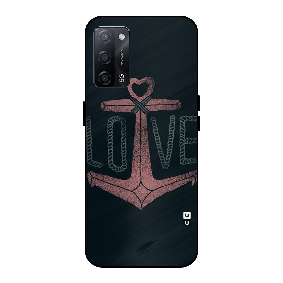 Love Anchor Form Metal Back Case for Oppo A53s 5G