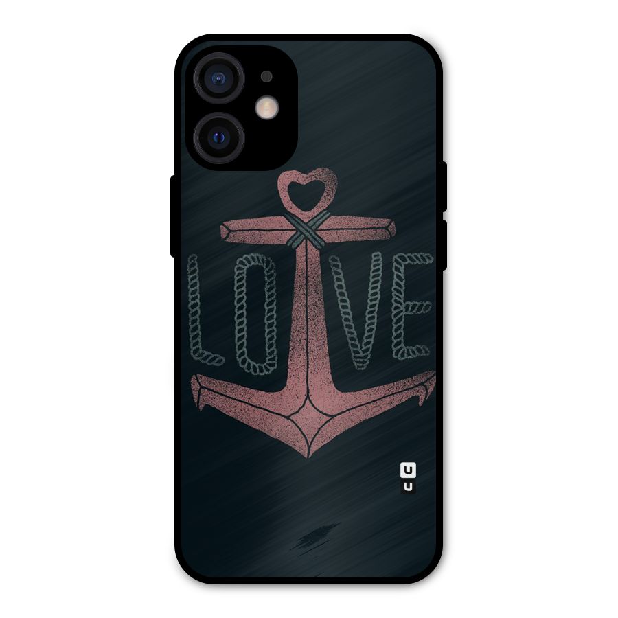 Love Anchor Form Metal Back Case for iPhone 12 Mini