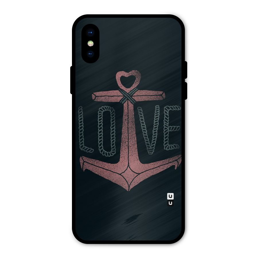 Love Anchor Form Metal Back Case for iPhone XS