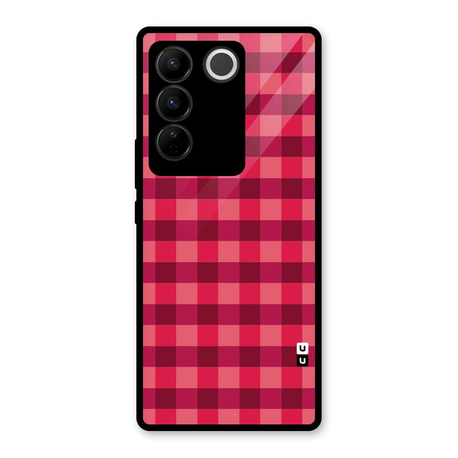 Love Checks Glass Back Case for Vivo V27