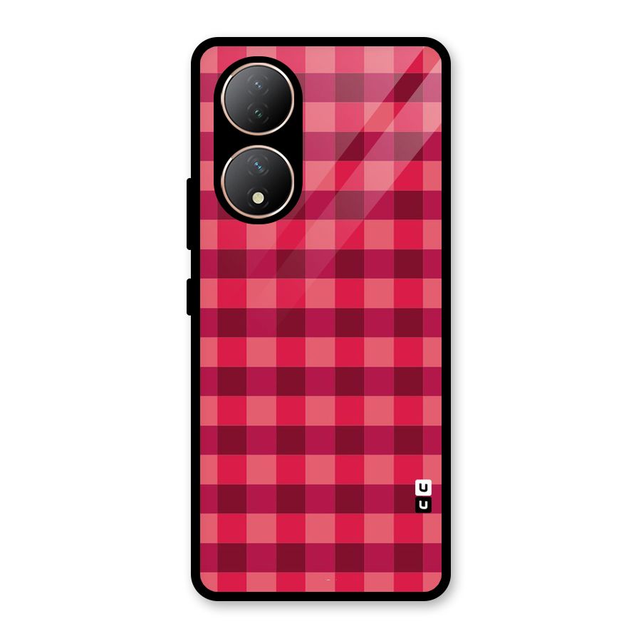 Love Checks Glass Back Case for Vivo Y100A