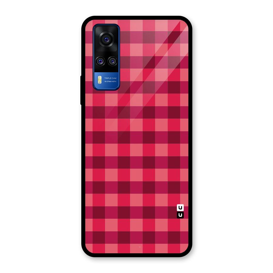Love Checks Glass Back Case for Vivo Y31
