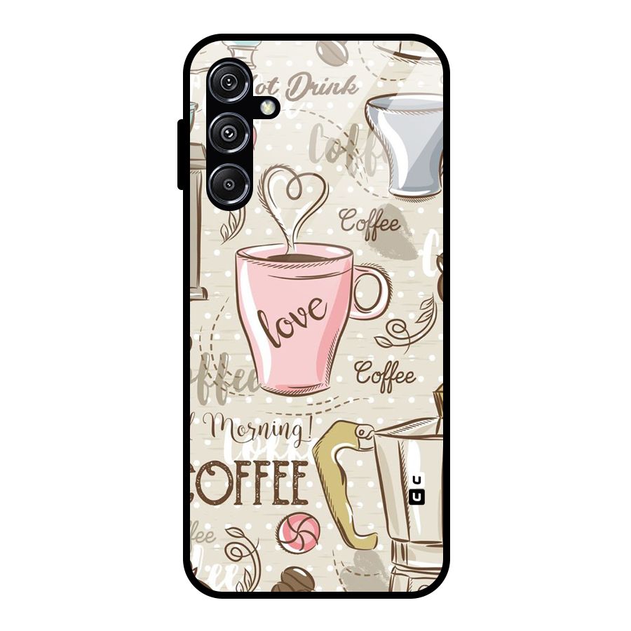 Love Coffee Design Glass Back Case for Galaxy M34 5G