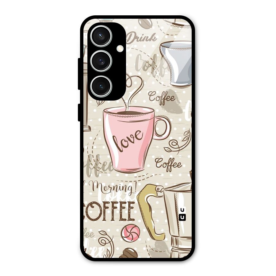 Love Coffee Design Glass Back Case for Galaxy S23 FE