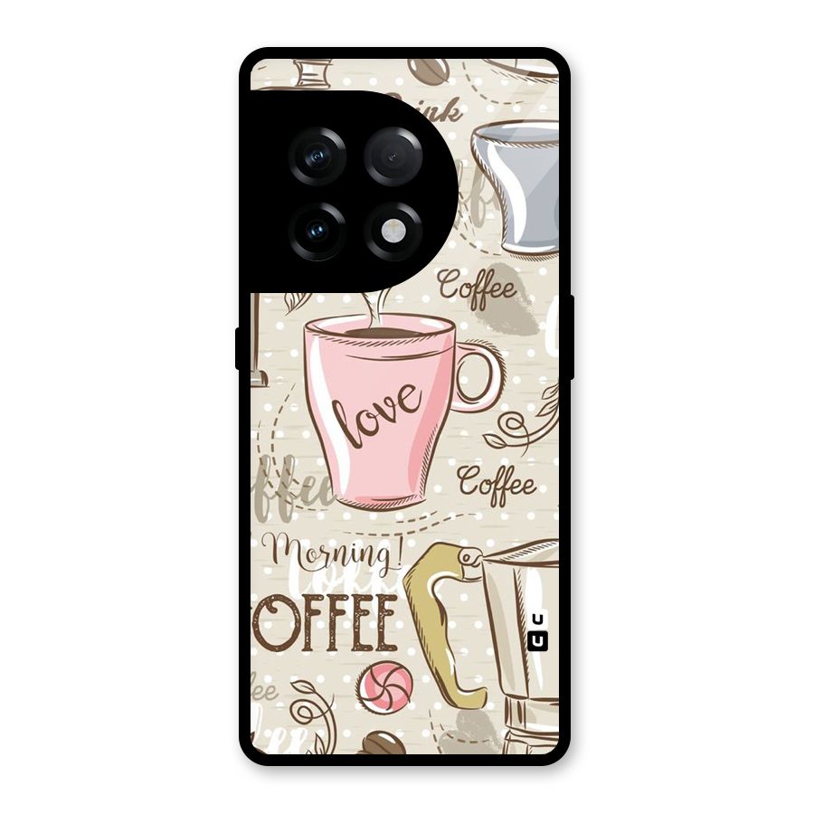 Love Coffee Design Glass Back Case for OnePlus 11R