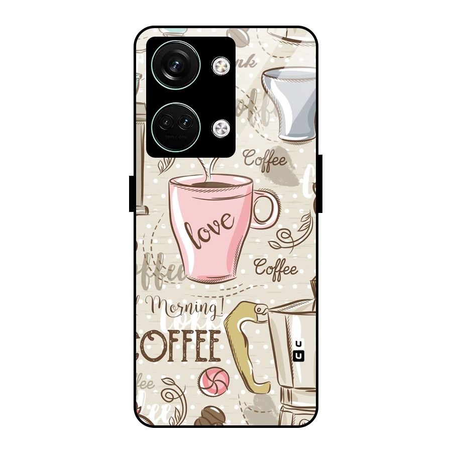 Love Coffee Design Glass Back Case for Oneplus Nord 3
