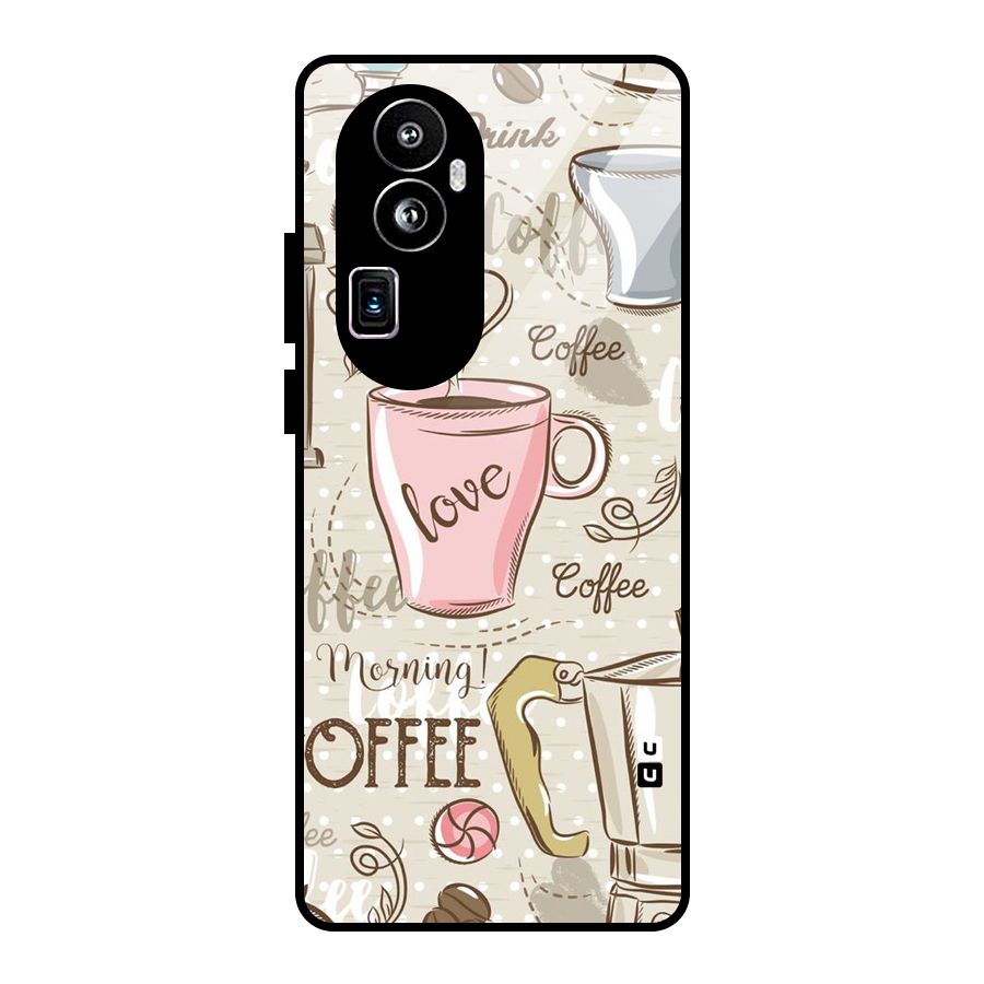 Love Coffee Design Glass Back Case for Oppo Reno10 Pro Plus